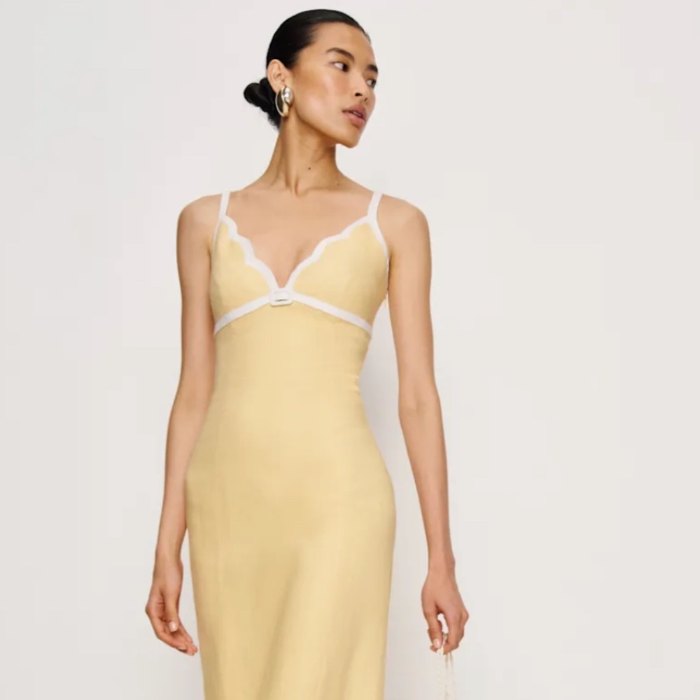 Reformation Petites Sara Linen Dress Yellow - Size 4P